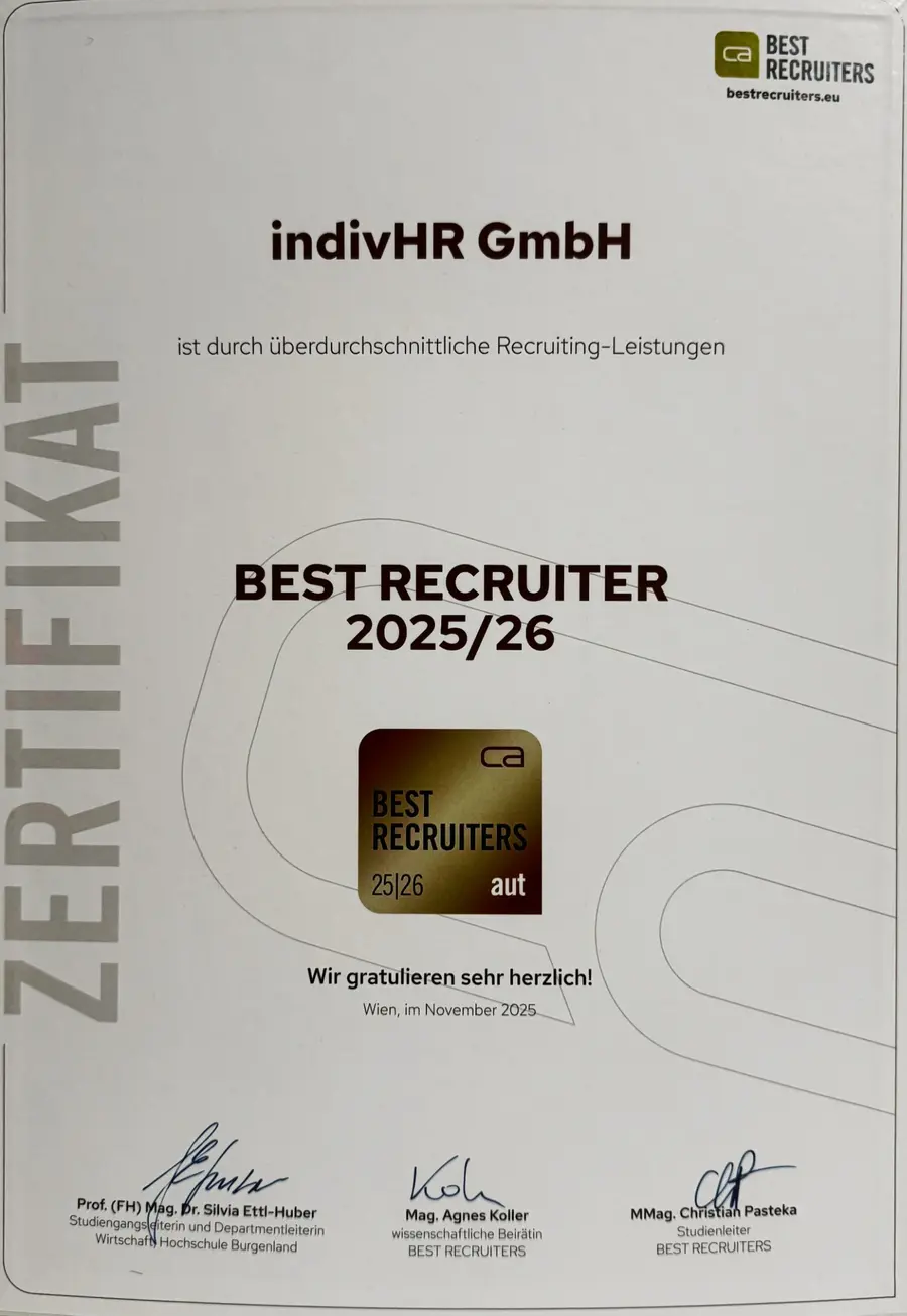 BEST RECRUITERS Auszeichnung indivHR